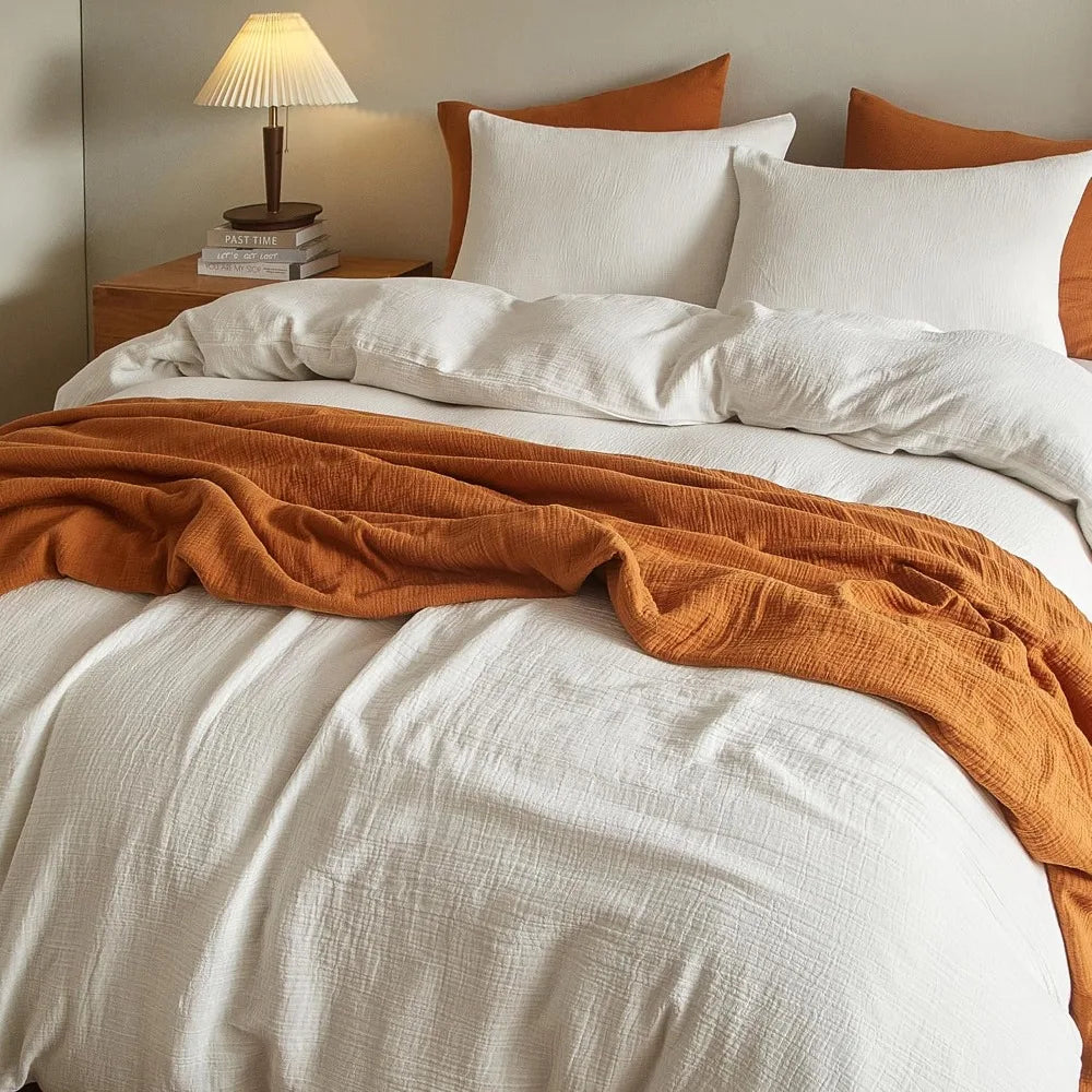 Duvet Cover Set 3 Pieces Polyester Cotton Embroidered