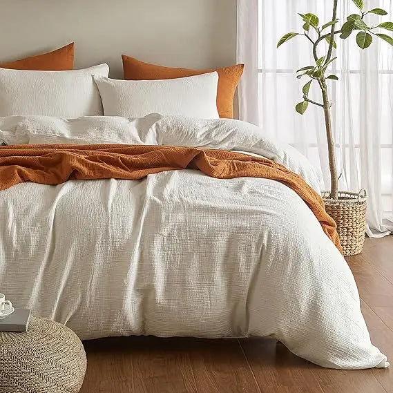 Duvet Cover Set 3 Pieces Polyester Cotton Embroidered