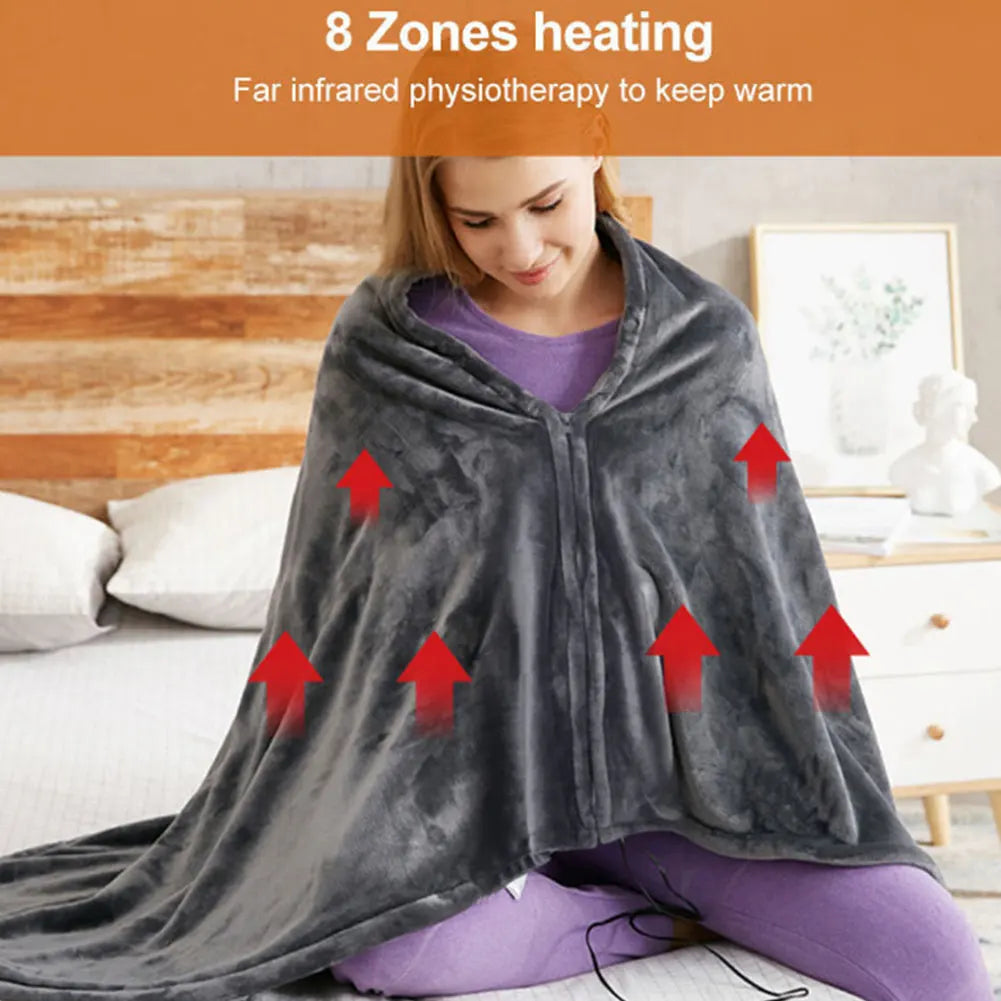 NONECN USB Electric Heated Fleece Blanket With 3 Heating Levels