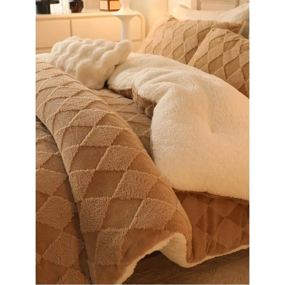 Fleece Comforter Set Bedding Ultra Soft Winter Sleep Ensemble
