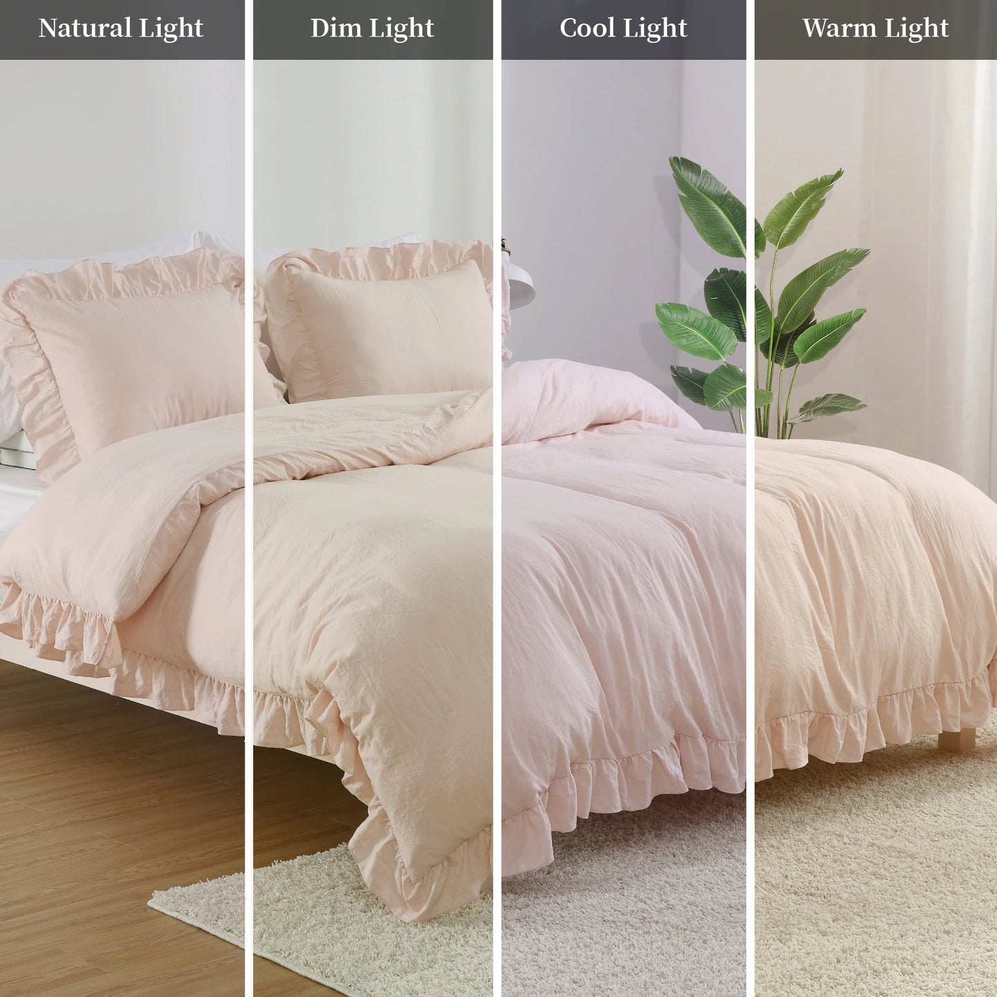 Lotus Leaf Edge Duvet Cover Set Microfiber Polyester Bedding