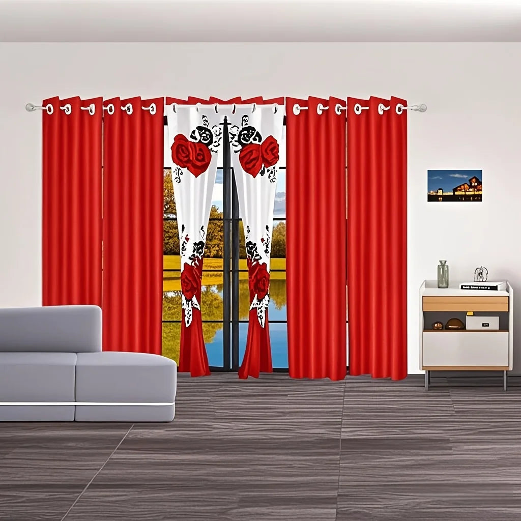 Romantic Luxury Bedding 9Pcs Set With Blackout Curtains