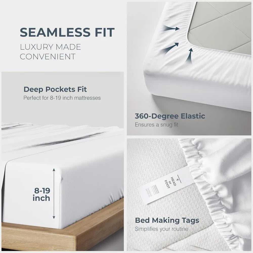 100% Egyptian Cotton Sheet Set 1500 Thread Count 4 Piece