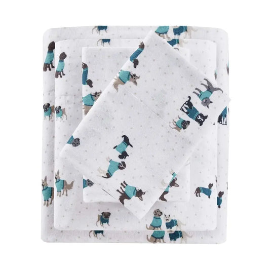 Cozy Soft Cotton Flannel Animal Print Sheet Set Bedding