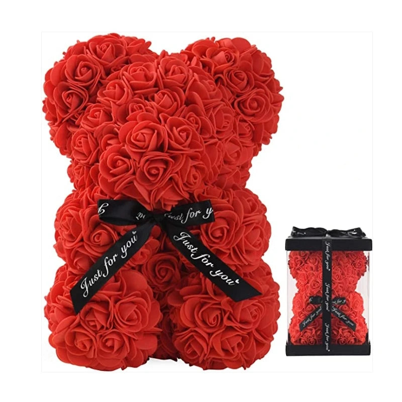 1pc Rose Bear Artificial Foam Flowers Bear Romantic Creative Gifts For Valentines Day Anniversary Wedding Birthday with Box