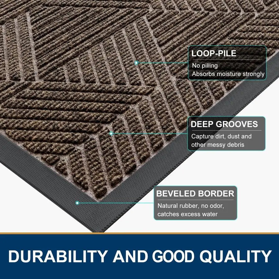 Front Door Mat Heavy Duty Natural Rubber Doormat Traps Dirt