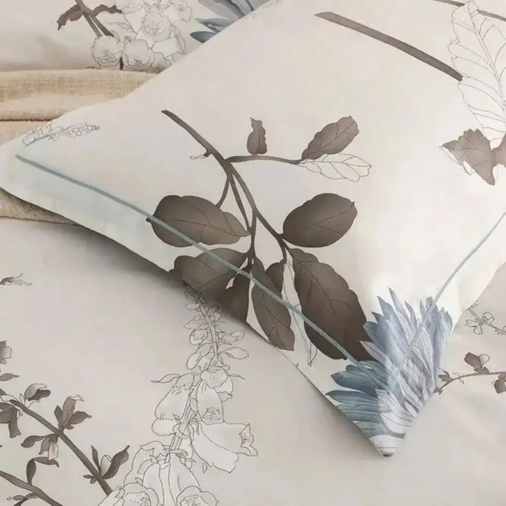 Big Flower Duvet Cover Embroidered Polyester Cotton Bedding Set