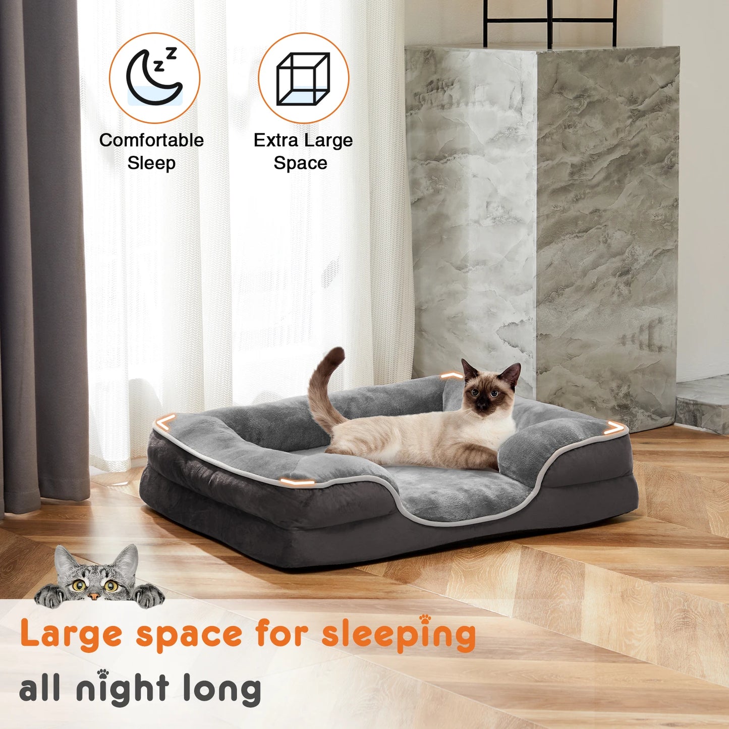 JHK Orthopedic Dog Bed Memory Foam With Washable Cover