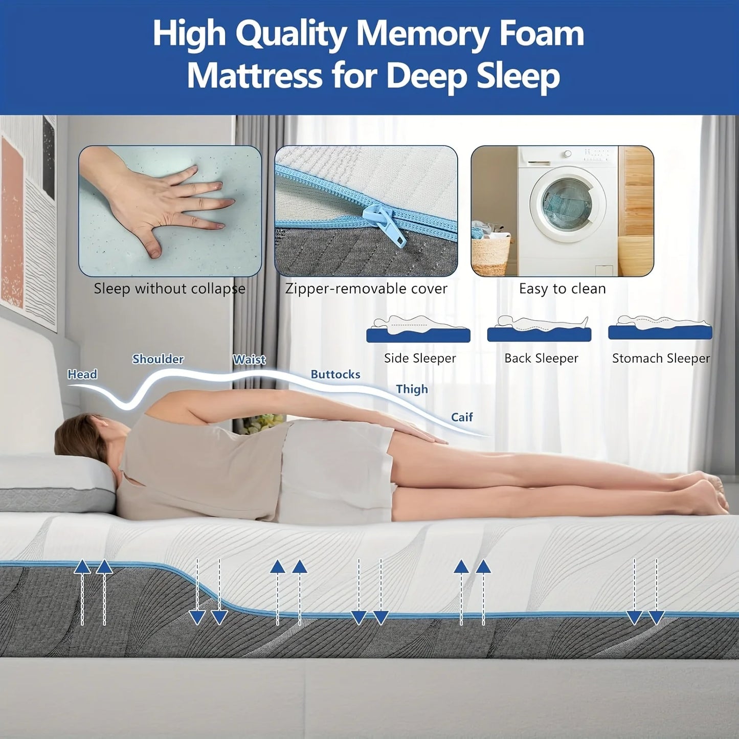 Hcore Flippable Memory Foam Mattress With Gel Foam Bamboo Layer