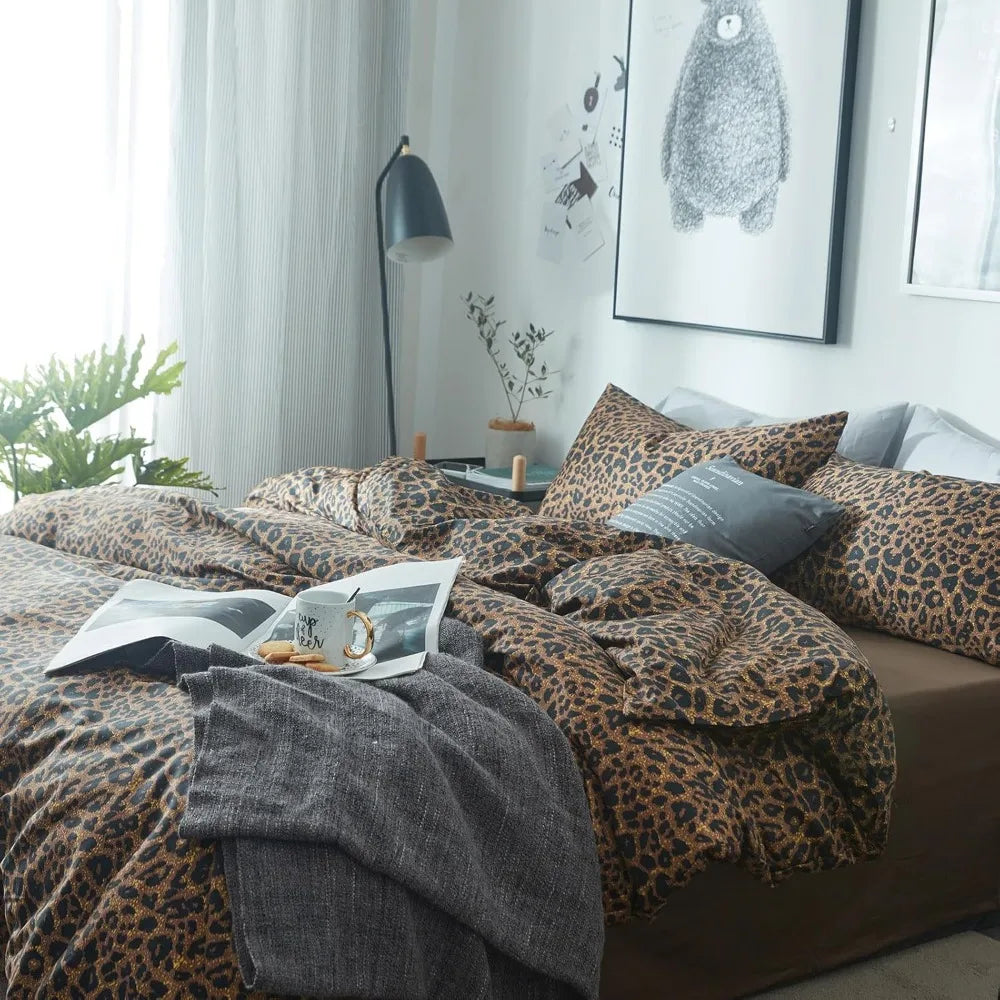 Leopard Print Comforter Set 3 Piece Cheetah Pattern Bedding
