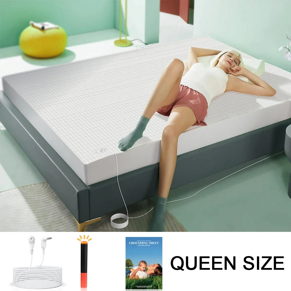 NONECN Earthing Organic Cotton Fitted Sheet With Conductive Silver Fiber