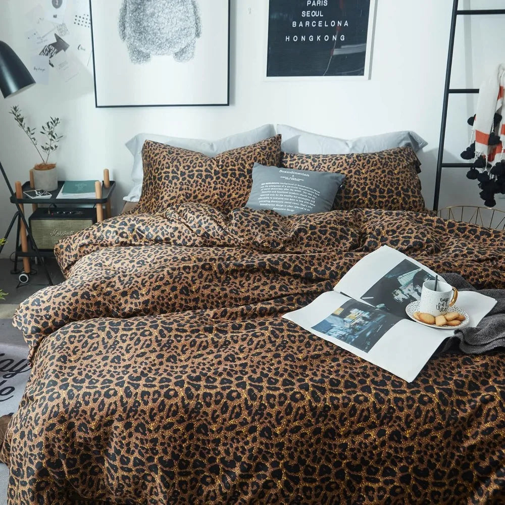 Leopard Print Comforter Set 3 Piece Cheetah Pattern Bedding