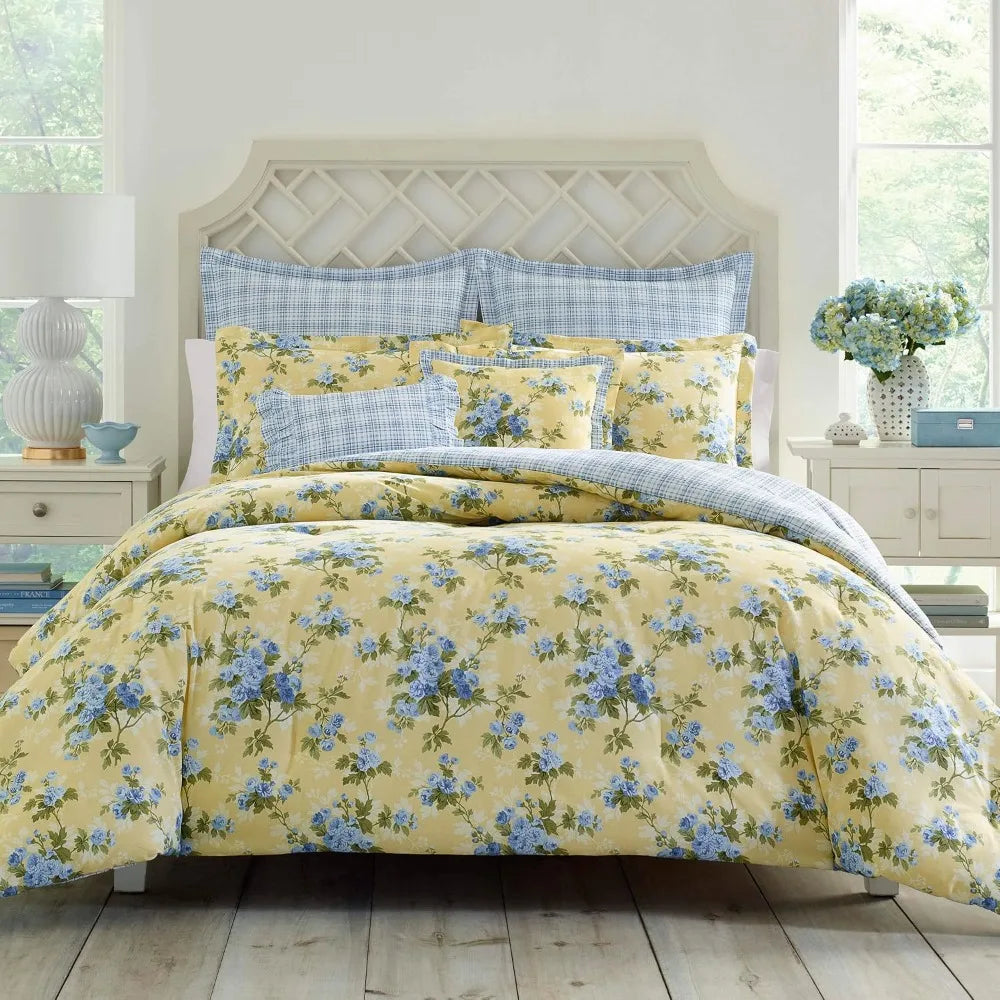Reversible Cotton Duvet Cover Set With Matching Shams