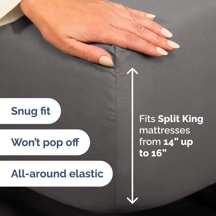 Head King Sheets Set Top Split King Sheets for Adjustable Beds, EasyFit Split Head King Mattress Flex Split Top King Sheets, Eas