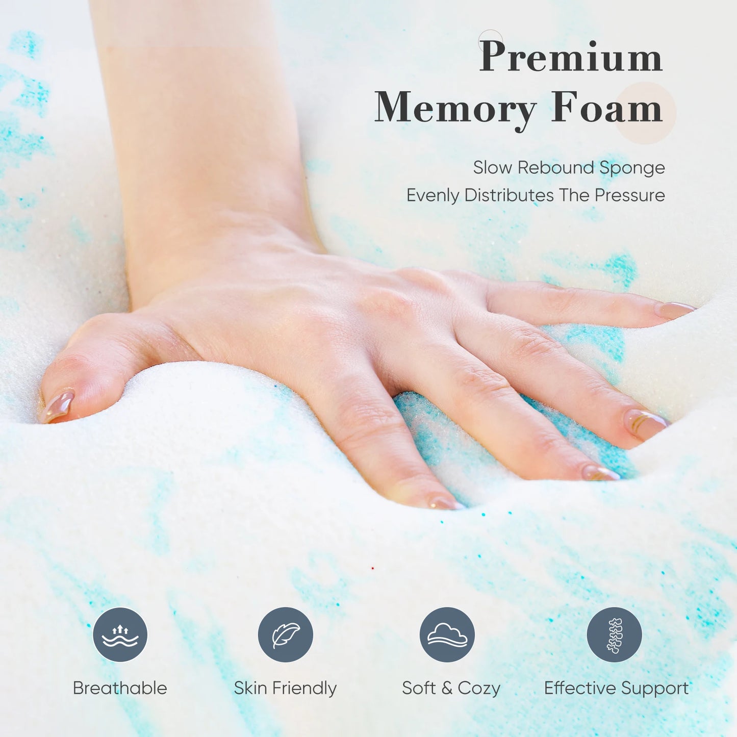 JHK Gel Memory Foam Mattress Topper For Bed Breathable Comfort