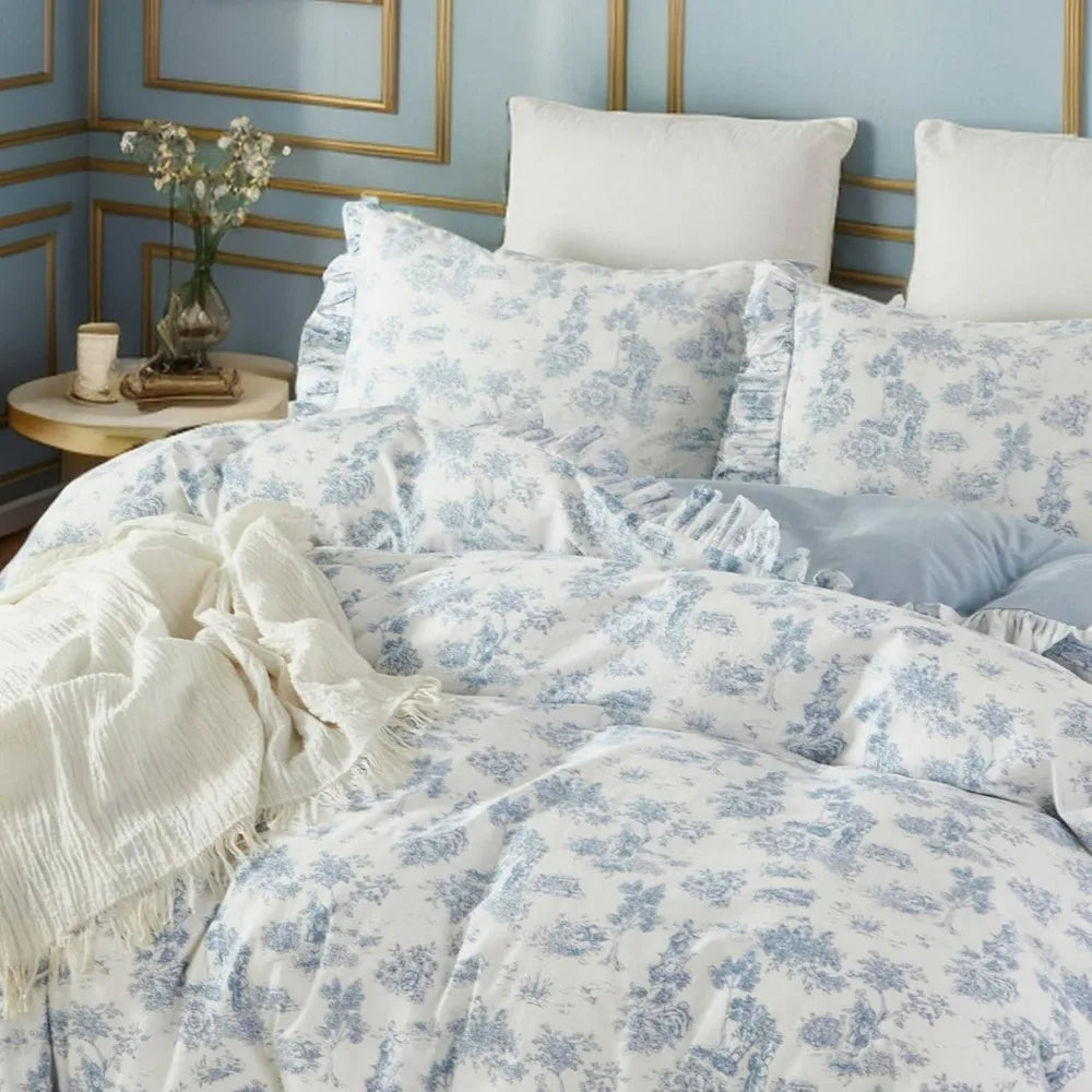 French Country Garden Floral Duvet Cover Set 100 Percent Cotton