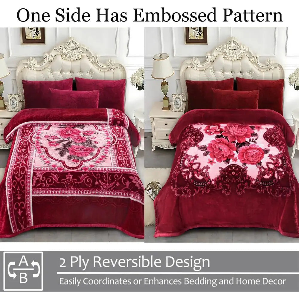 Soft Fleece Bed Blanket AB Pattern 520GSM Microfiber