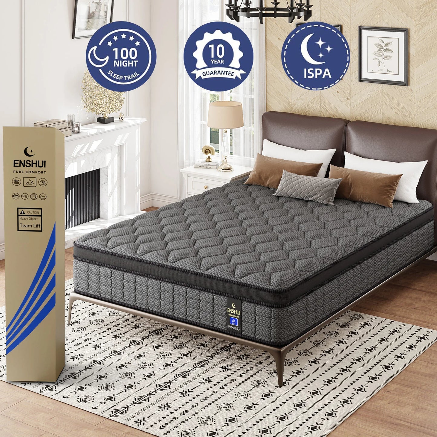 NONECN Gel Memory Foam Hybrid Pocket Spring Mattress