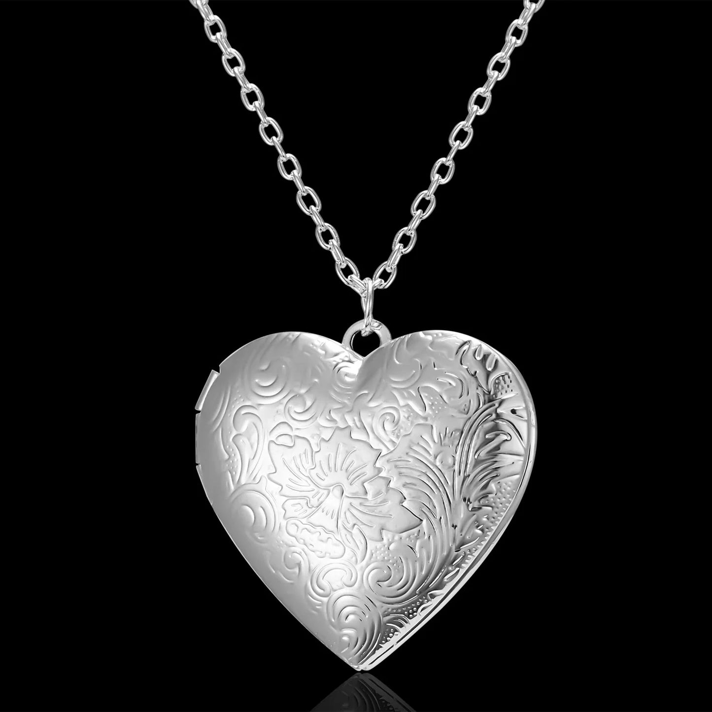 Engraved Love Peach Heart Photo Frame And Pendant Necklace