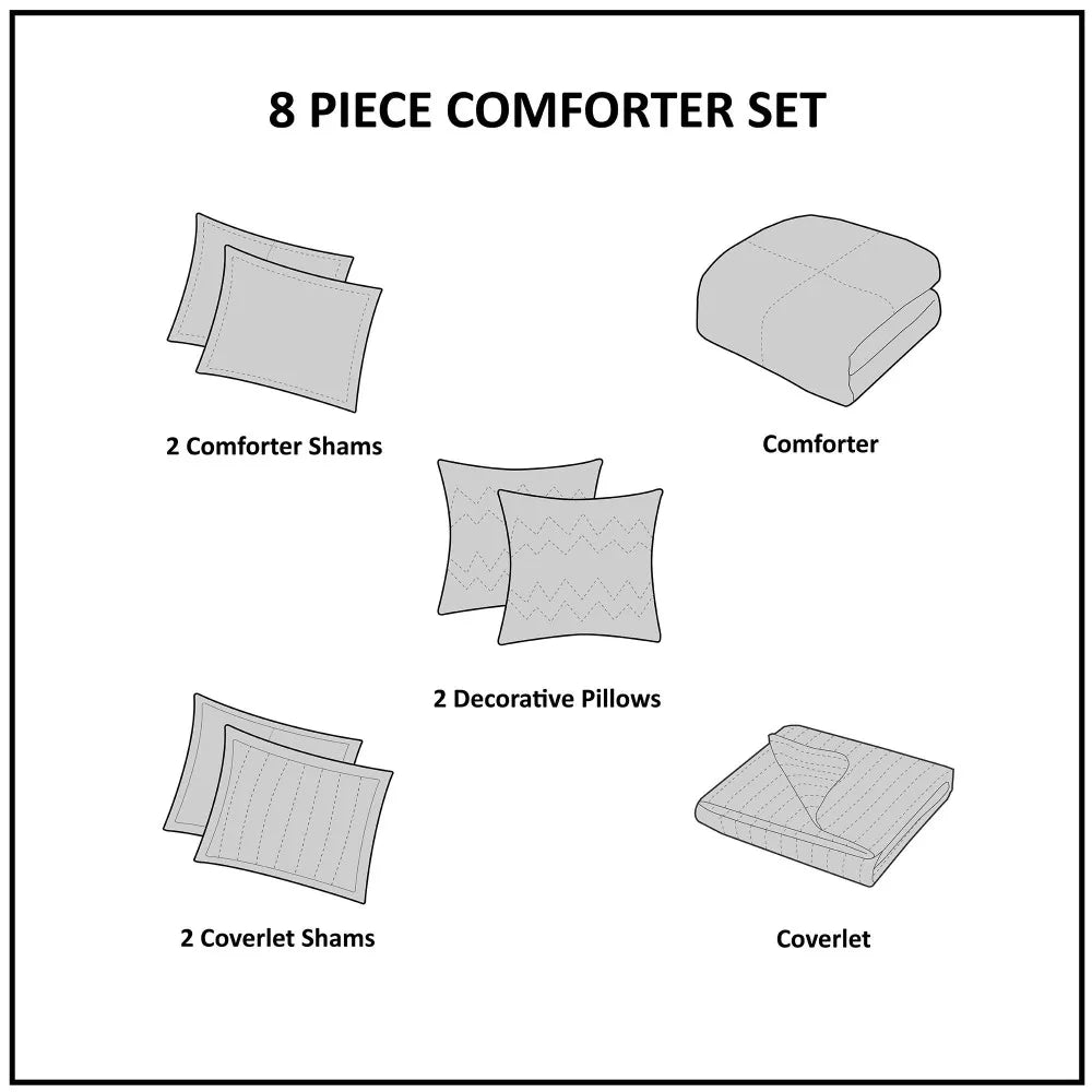 8 Piece Comforter And Quilt Set Hypoallergenic Polyester Microfiber