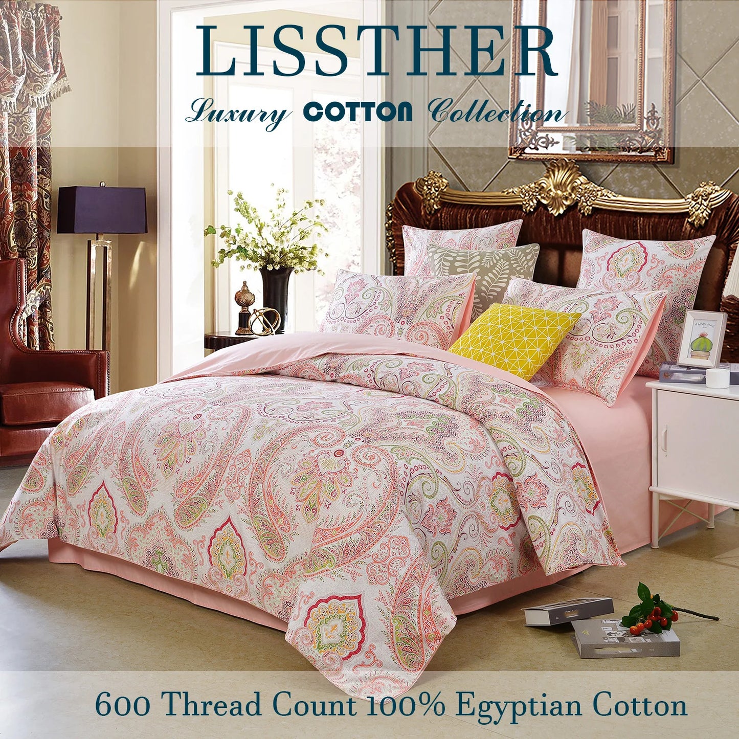 LISSTHERCN 3 Piece Duvet Cover Set Boho Paisley Print