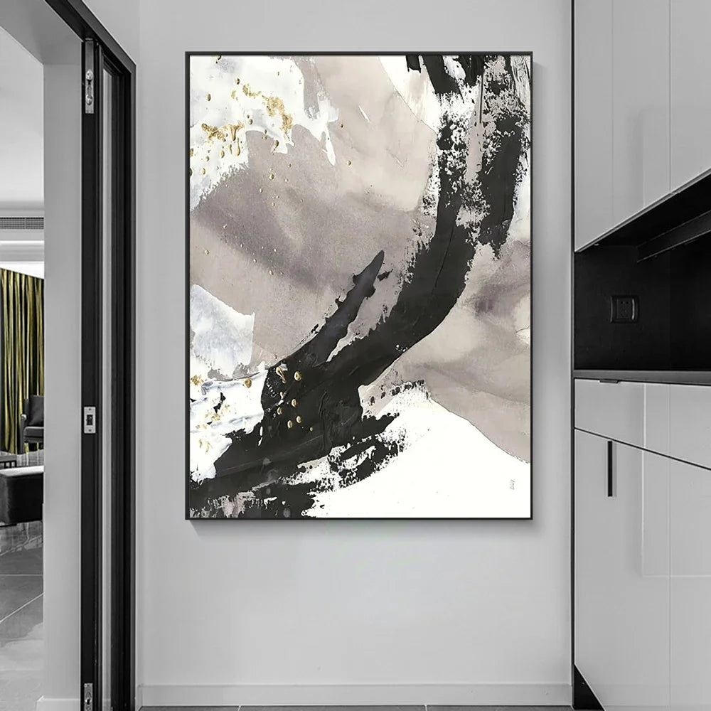 Modern Abstract Wall Art Marble Style Black White Gray HD Canvas Oil Painting Poster Prints Home Bedroom Living Room Decoration