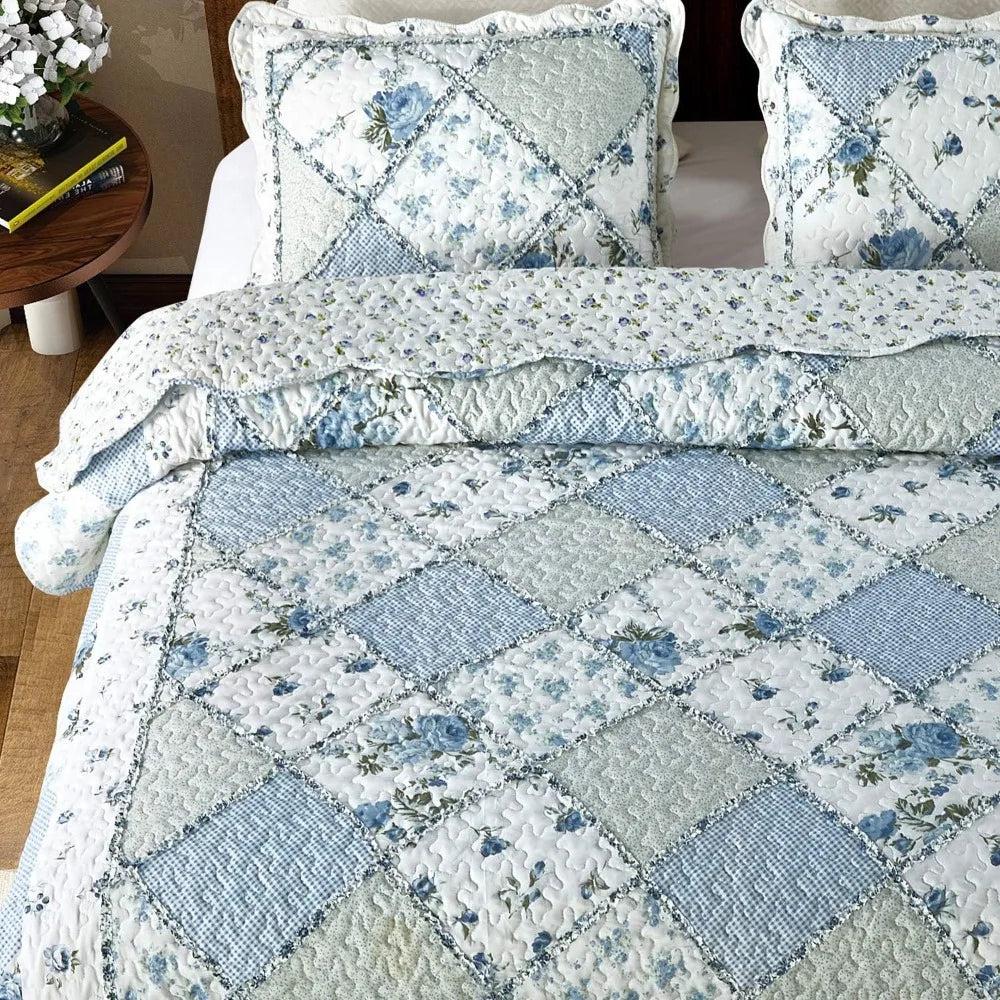 Patchwork Quilt Set 100 Percent Cotton Bedding For Home Use