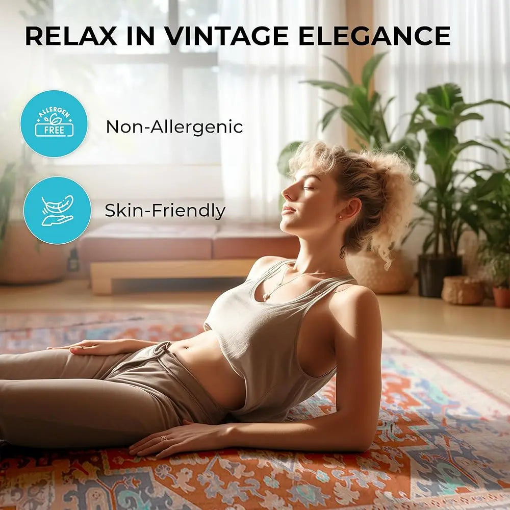 DIXSG Thin Washable Area Rug Boho Non Slip Machine Made Cotton