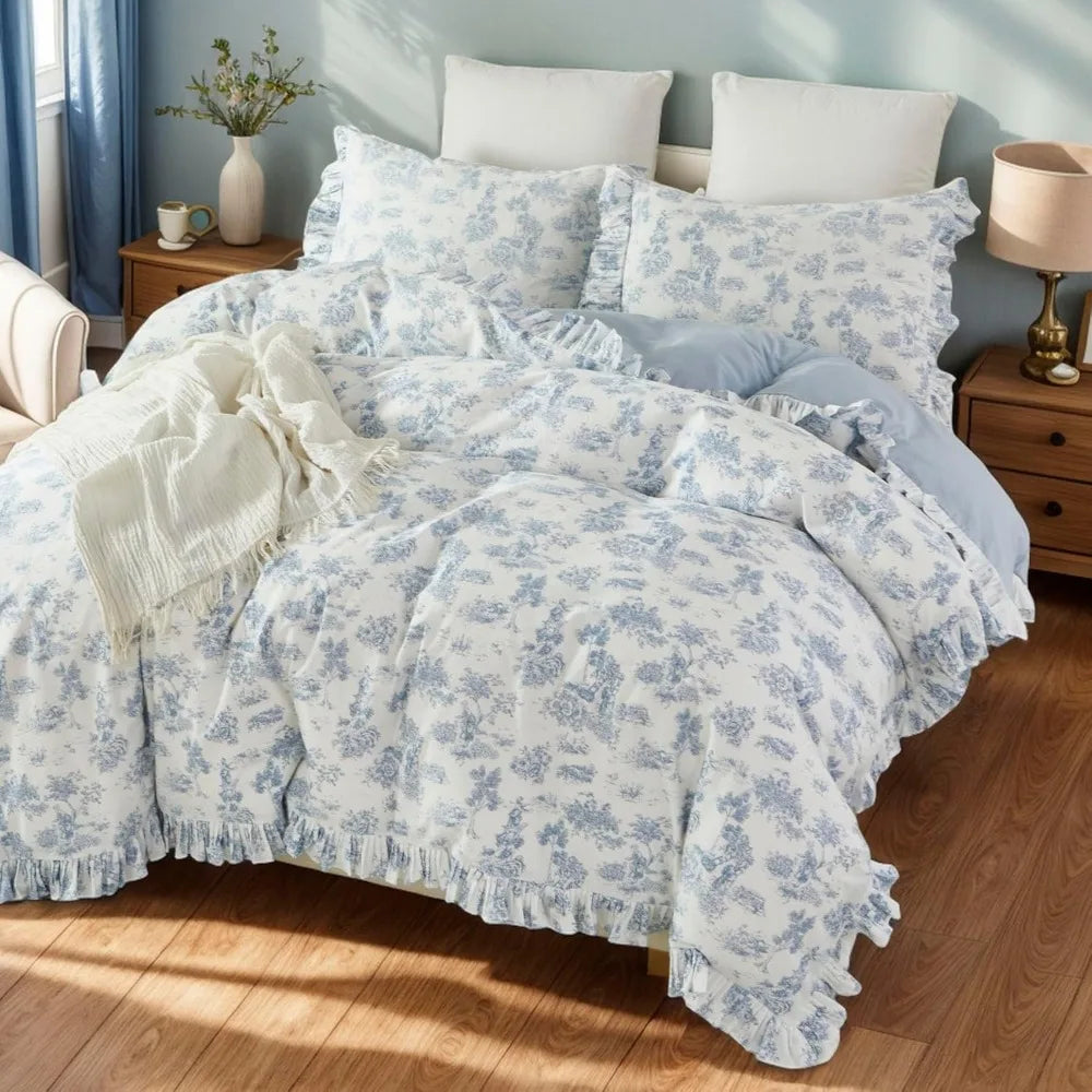 French Country Garden Floral Duvet Cover Set 100 Percent Cotton
