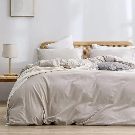 Premium Cotton Linen Duvet Cover Set 3 Piece Bedding