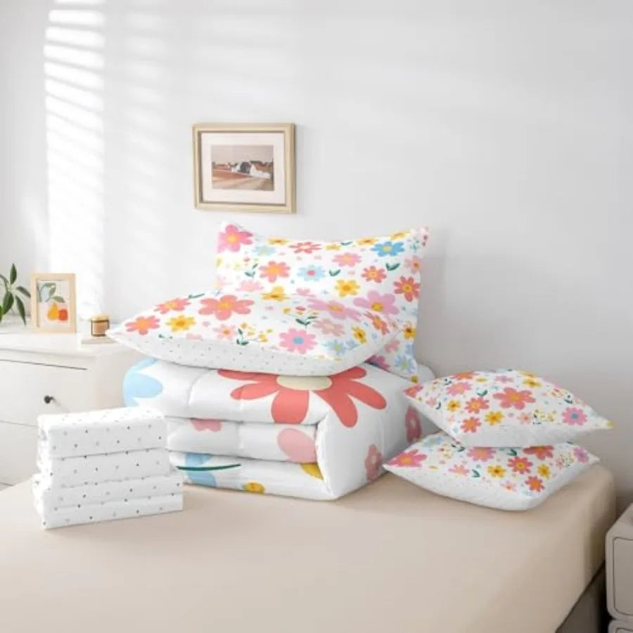 Cute Flower Bedding Set Duvet Cover 4 Piece For Girls
