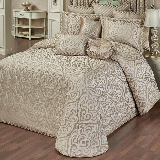 Davenport Luxury Bedding Bedspread Set With Jacquard Puff Texture