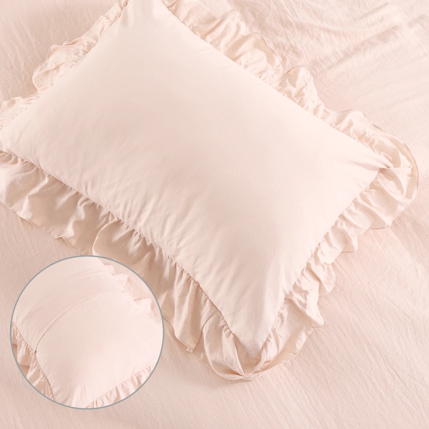 Lotus Leaf Edge Duvet Cover Set Microfiber Polyester Bedding