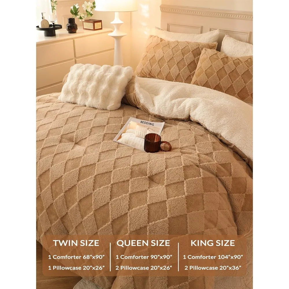 Fleece Comforter Set Bedding Ultra Soft Winter Sleep Ensemble