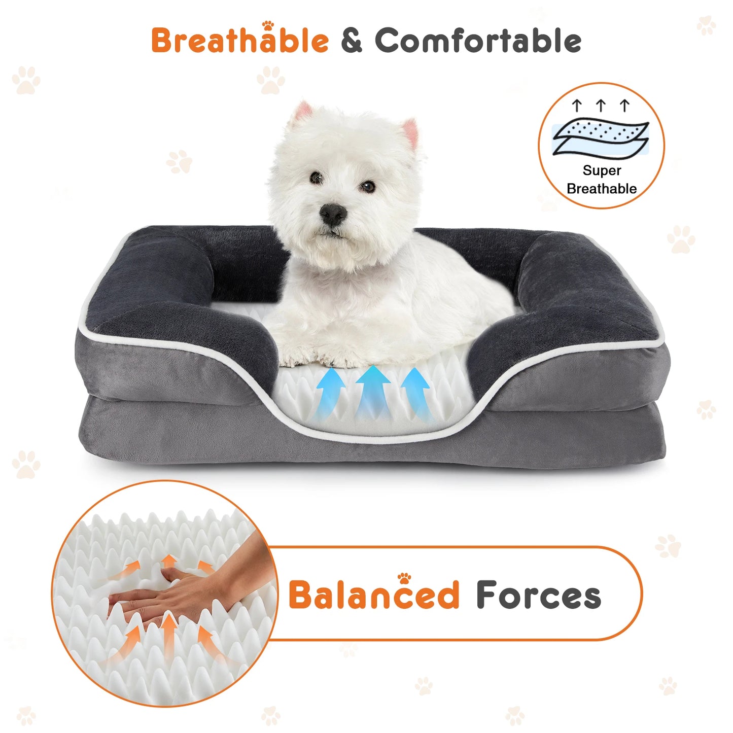 JHK Orthopedic Dog Bed Memory Foam With Washable Cover