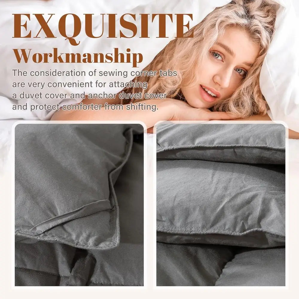 Feather Down Fiber Comforter Duvet Insert 100 Percent Cotton Winter