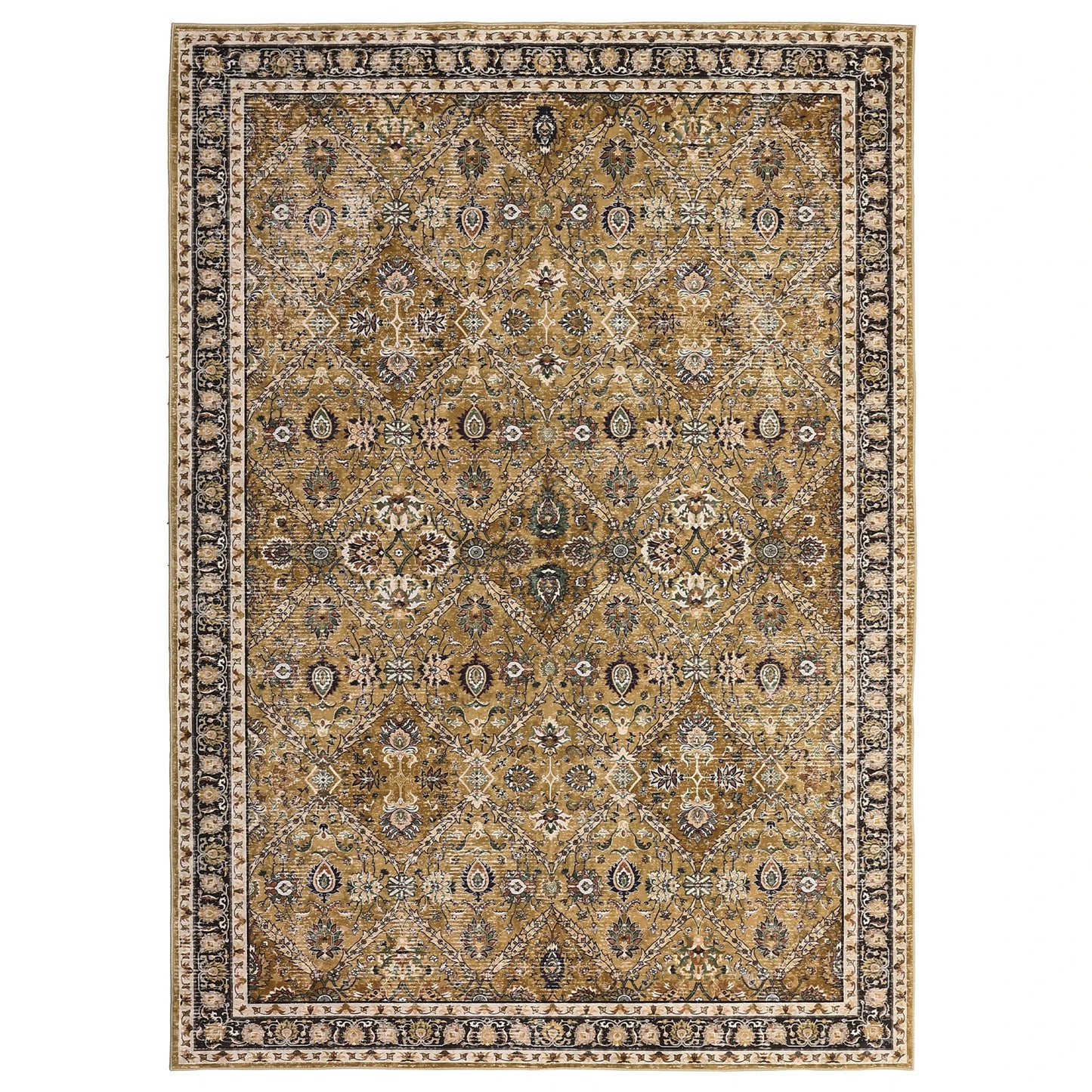 Moroccan Trellis Low Pile Living Room Rug Non Slip Machine Washable