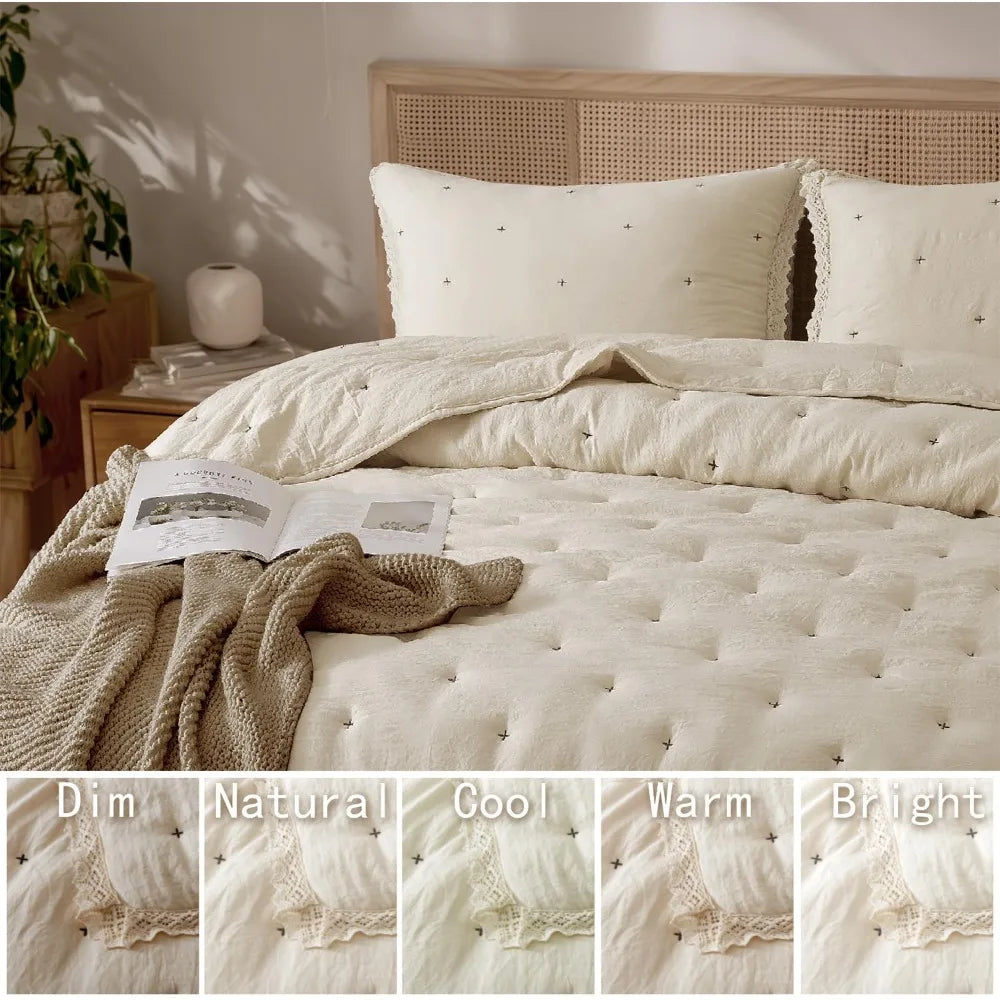 Quilt Set Lightweight Plush All Season Comforter Ultra Soft Prewashed
