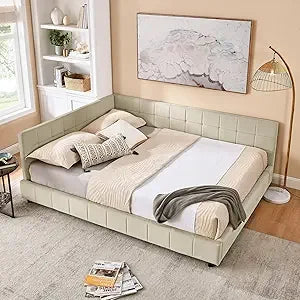 DAFIFY Modern Upholstered Corner Daybed LShaped Tufted Backrest Velvet
