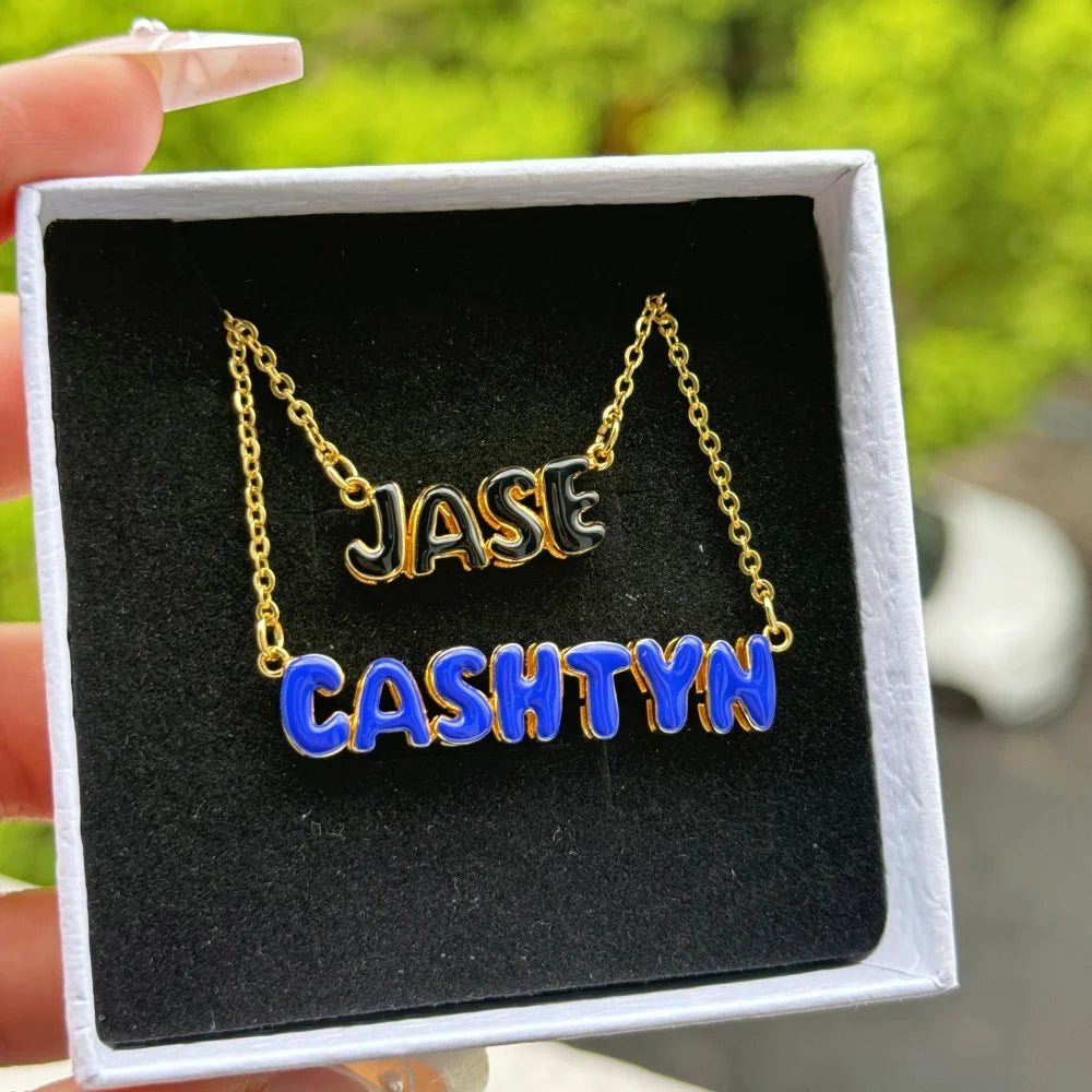 Duoying Custom Letter Necklace Personalized Name Enamel Pendant