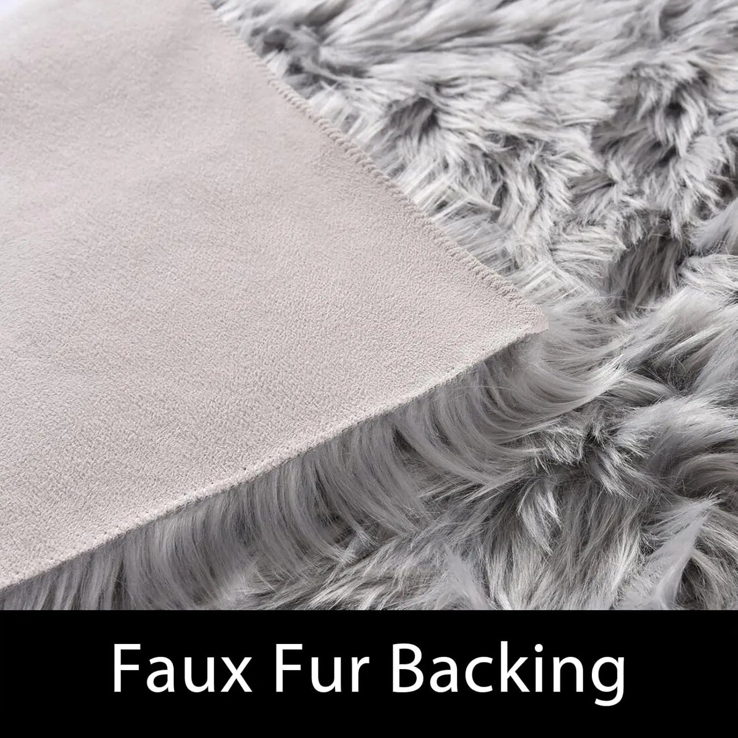 Faux Fur Non Slip Thick Fluffy Rectangular Area Rug For Living Room Polyester