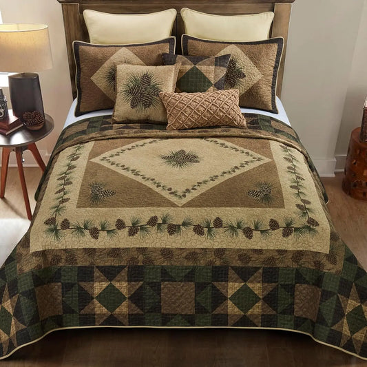 Polyester Bedding Set 4 Piece Quilt Embroidered Shams