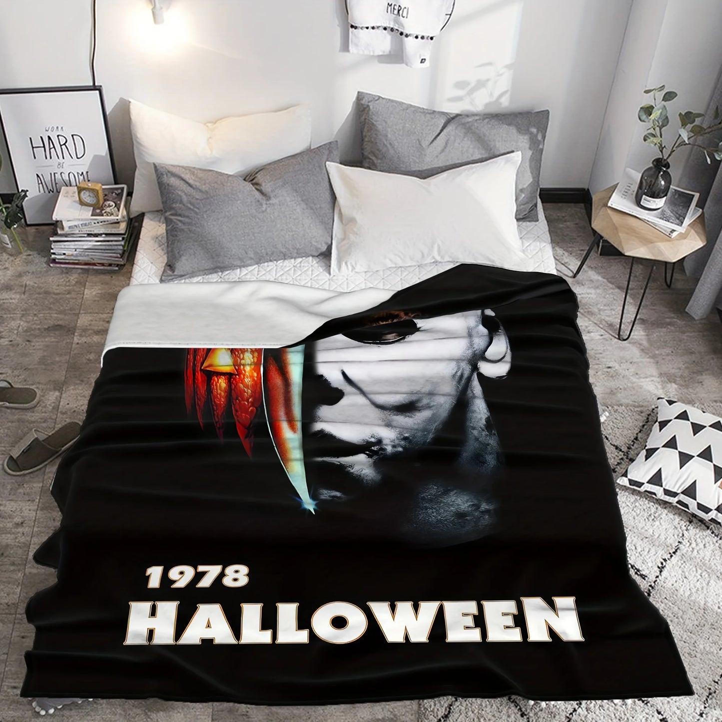 Halloween Small Blanket Sofa Bed Travel Spooky Pattern