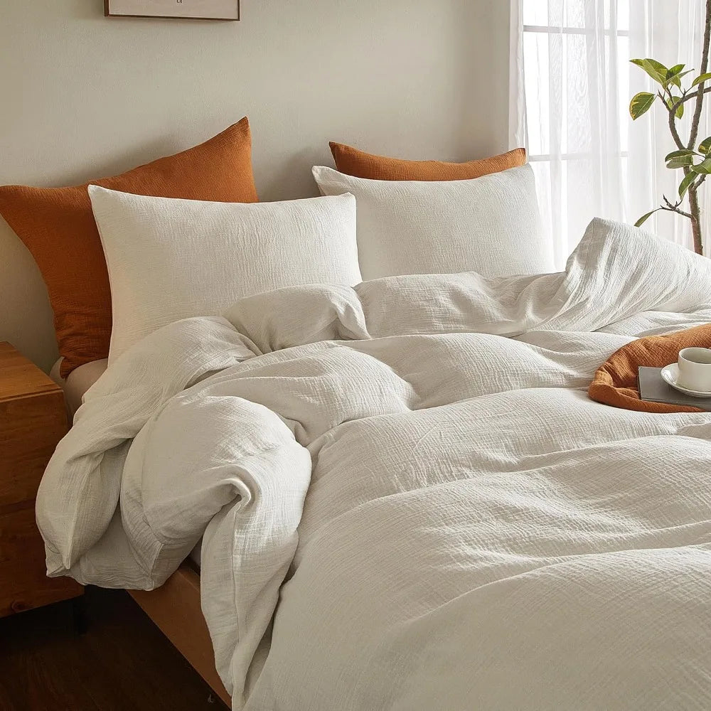 Duvet Cover Set 3 Pieces Polyester Cotton Embroidered
