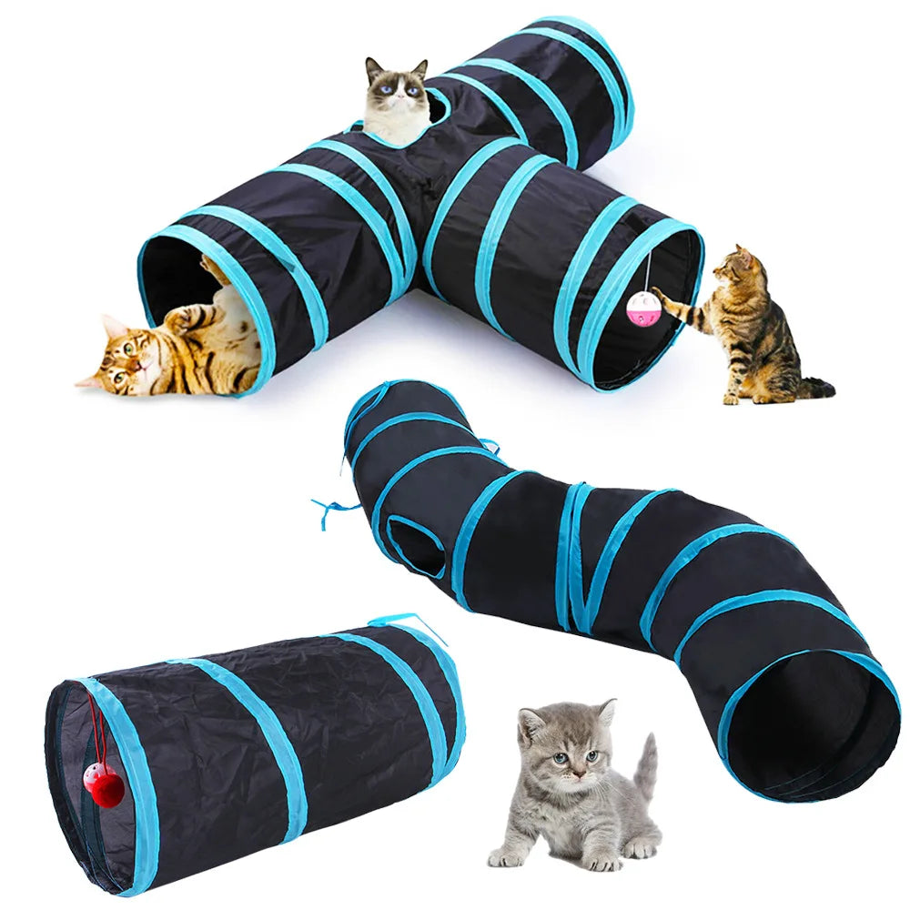 Cat S T Pass Foldable Play Tunnel Indoors Cats Toy