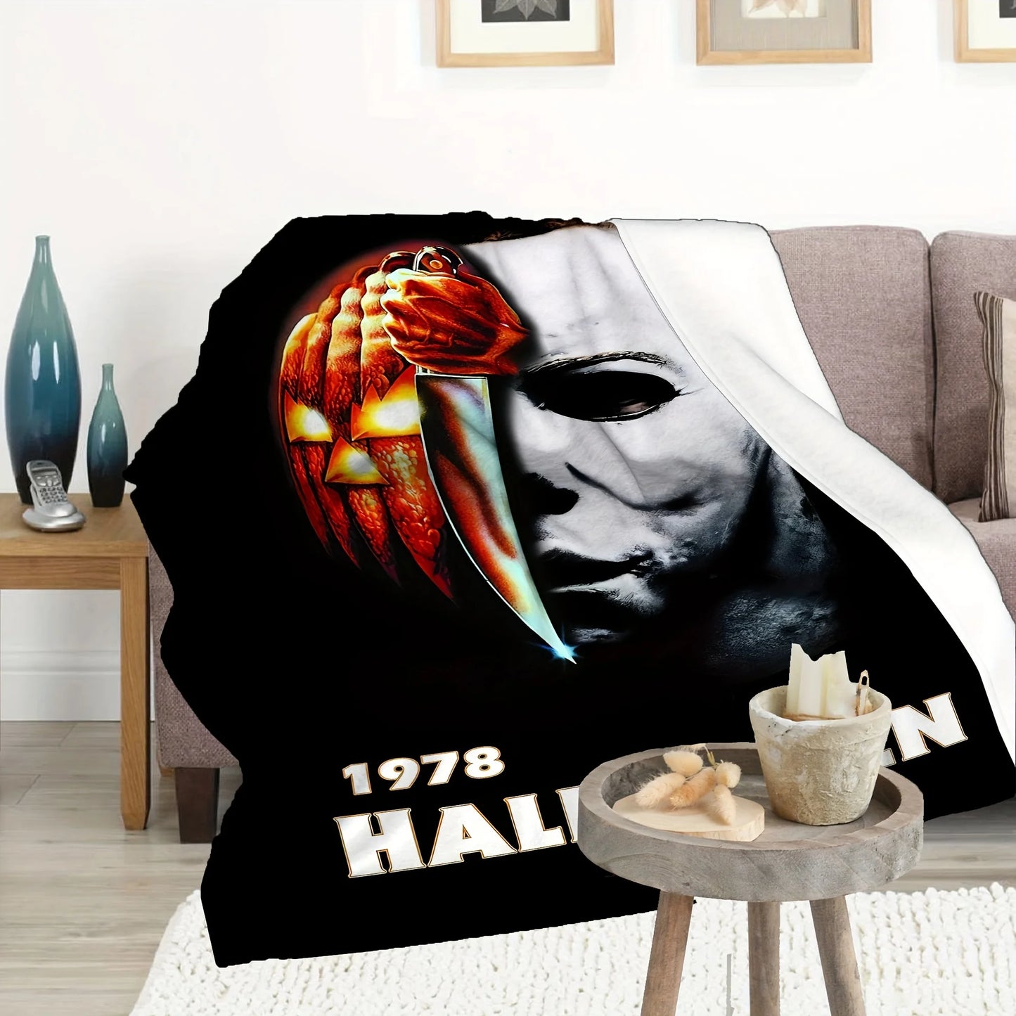 Halloween Small Blanket Sofa Bed Travel Spooky Pattern