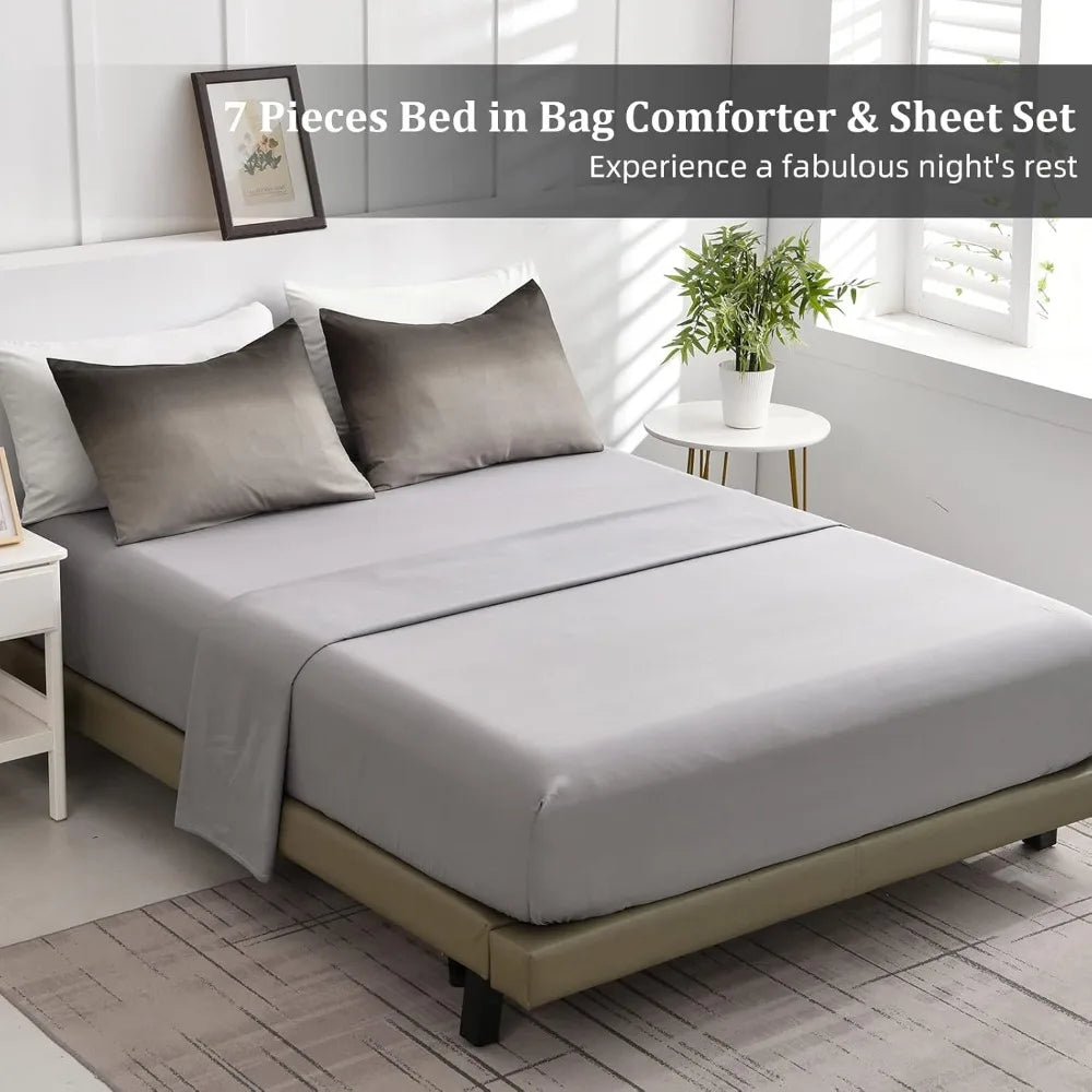 All Season Lightweight Microfiber Comforter Set Bed In A Bag