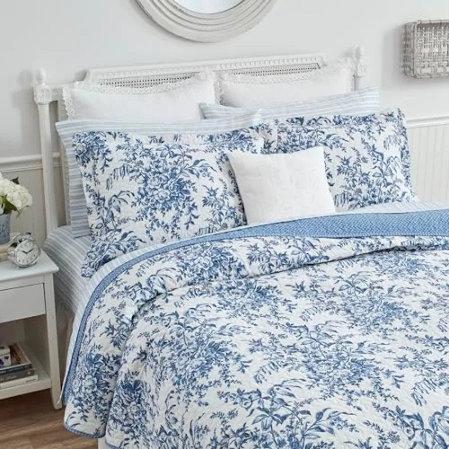 Bedford Quilt Set Reversible Cotton Bedding With Shams