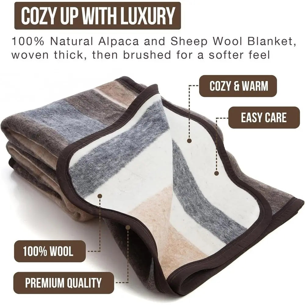Natural Alpaca And Sheep Wool Blanket Made In Peru