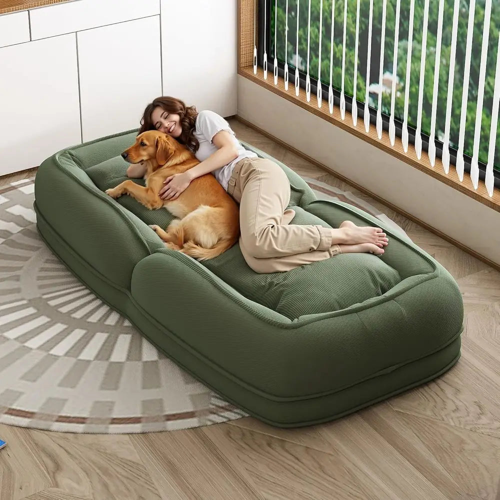 Corduroy Foldable Lounge Dog Bed For Adults And Pets